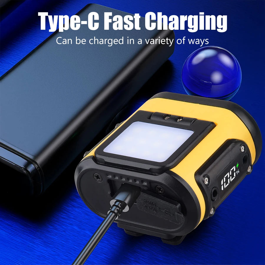 LED Headlamp Smart Sensor Cap Clip Light TPYE-C Rechargeable Flashlight With Power Display Riding Fishing Camping Outdoor Torch