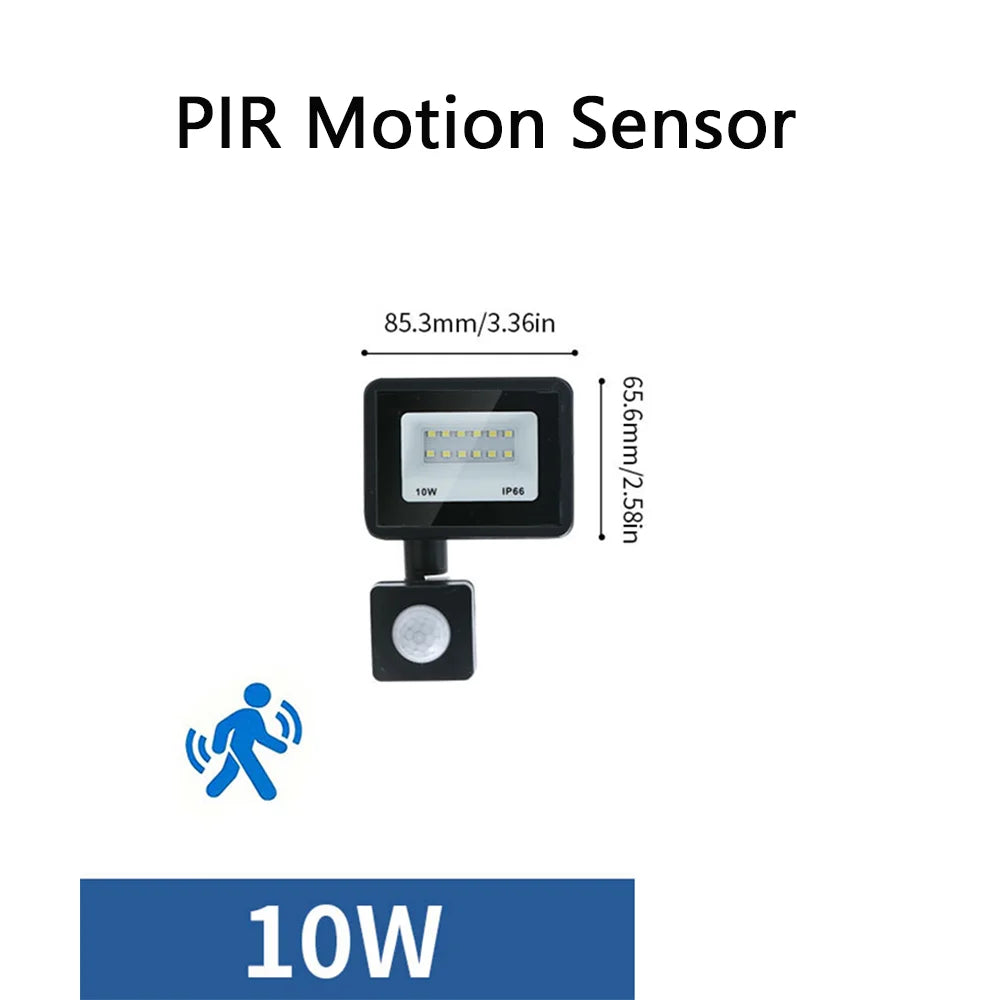 Proiector LED cu senzor de mișcare PIR, opțiuni de 10–300W