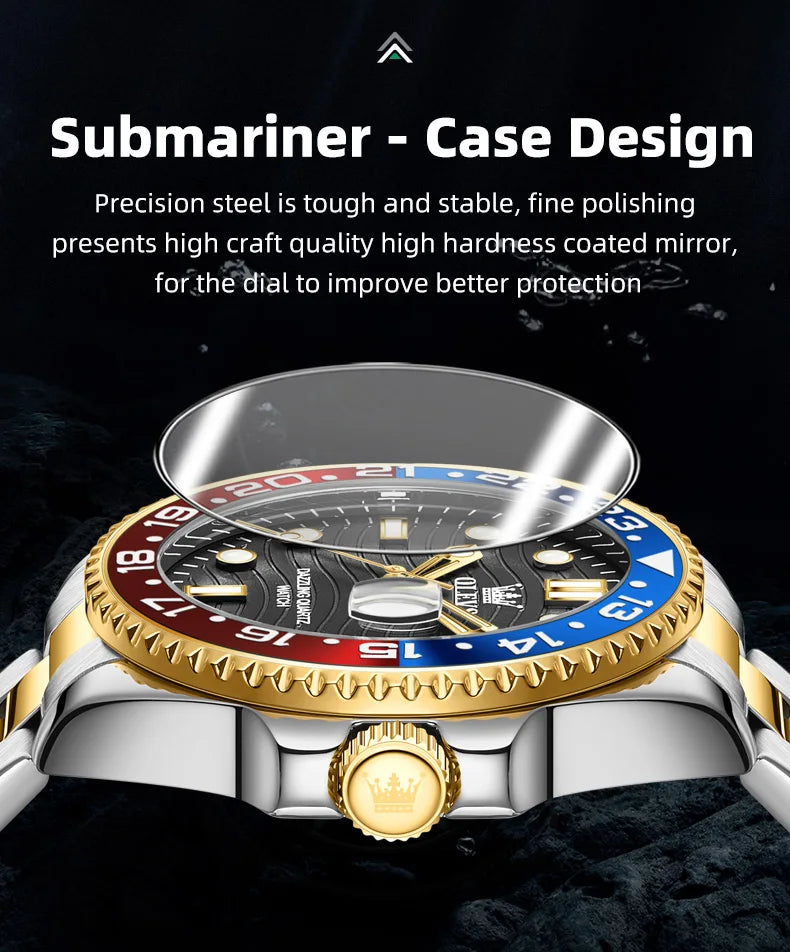 OLEVS New Quartz Watch for Men Stainlss Steel Strap Diving Series Colorful Bezel Fashion Luxury Brand Original Men's Wristwatch