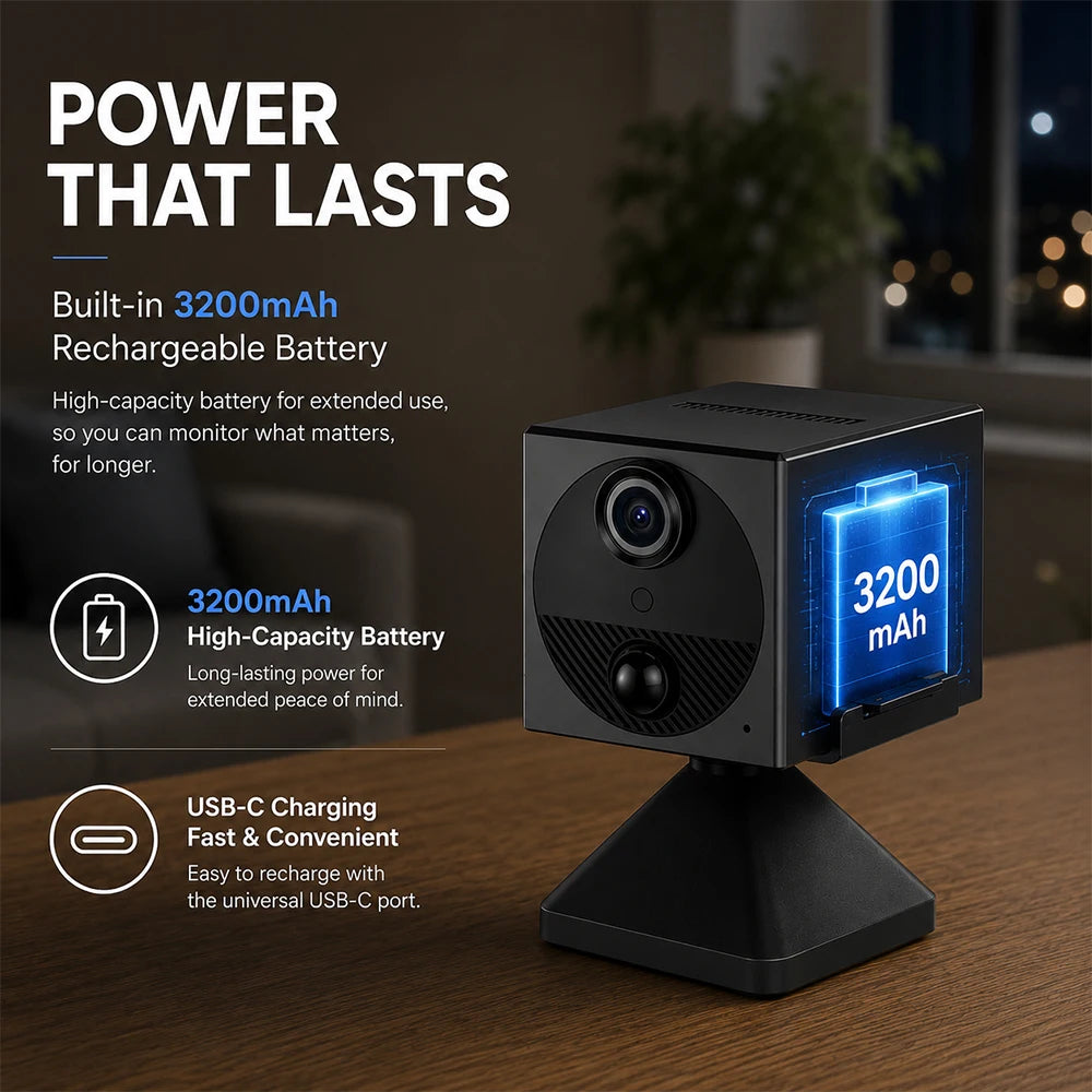 Built-in EU 4G Sim Card Portable Battery Security 3MP Indoor PIR Motion Detection 940NM Infrared Camera UboxPro APP Remote View
