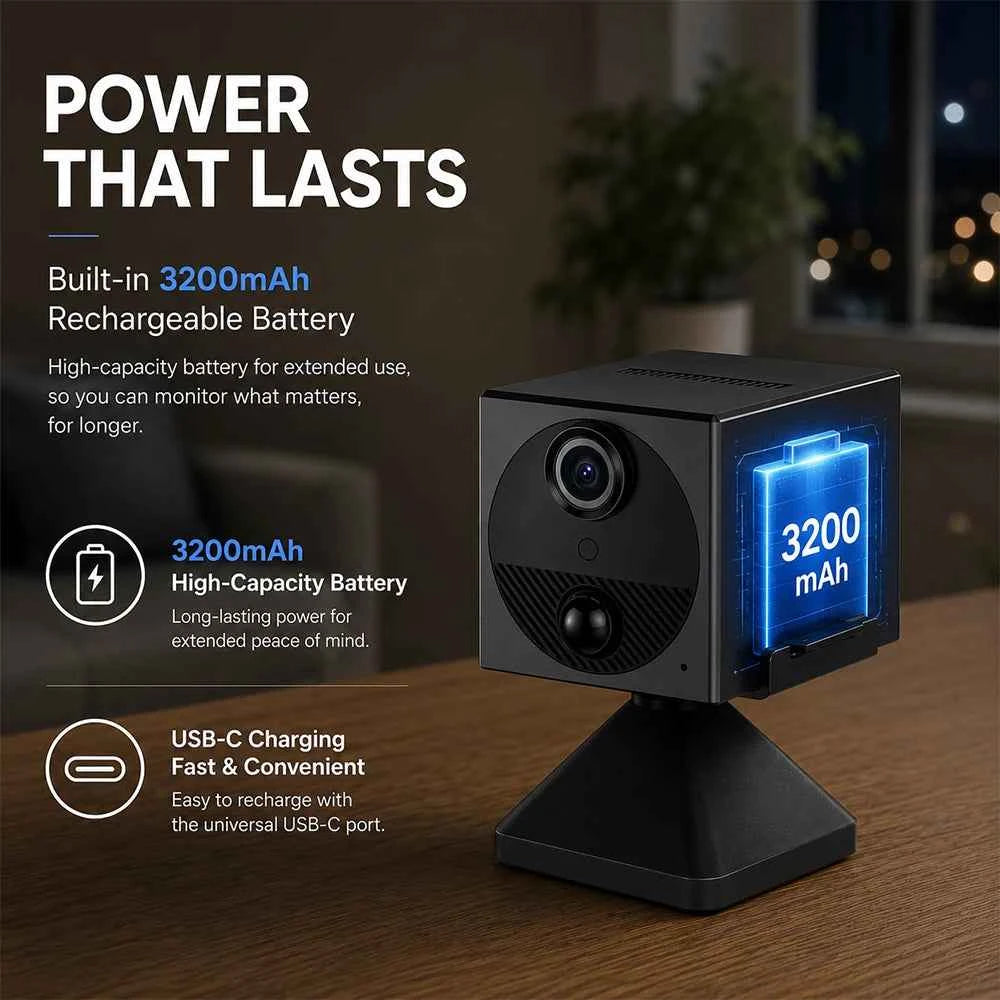 4G LTE Portable Battery Security Camera 3MP Indoor PIR Night Vision