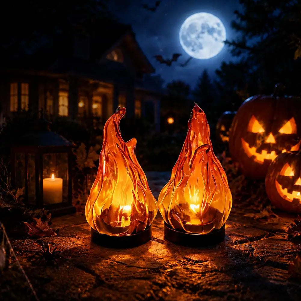 Flame-Effect Hanging LED Lantern with Chain