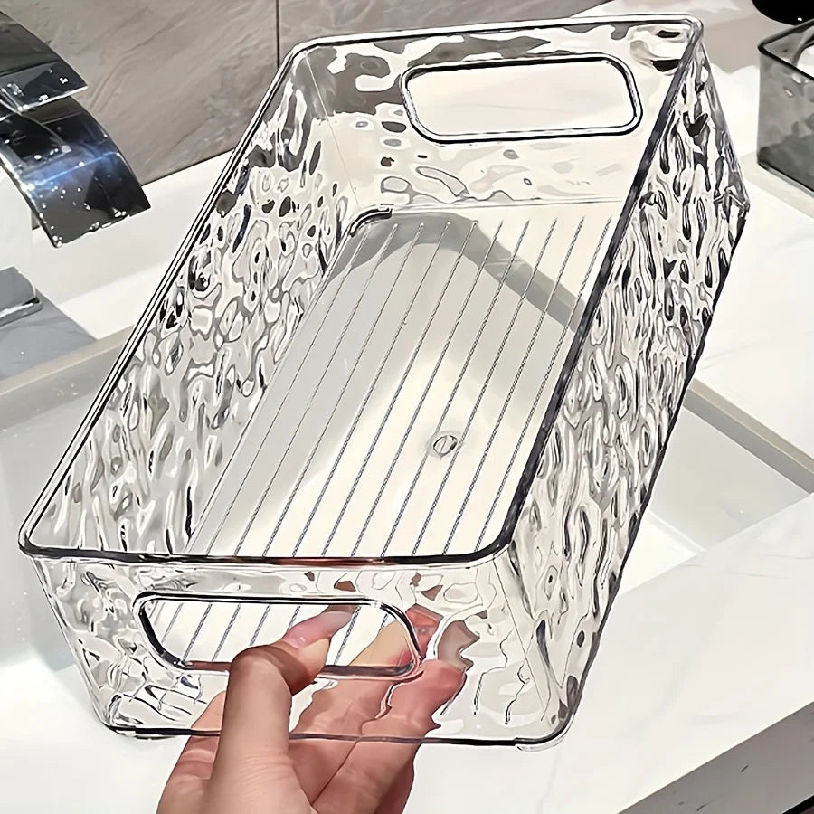 Stackable Clear Storage Bin with Carry Handles