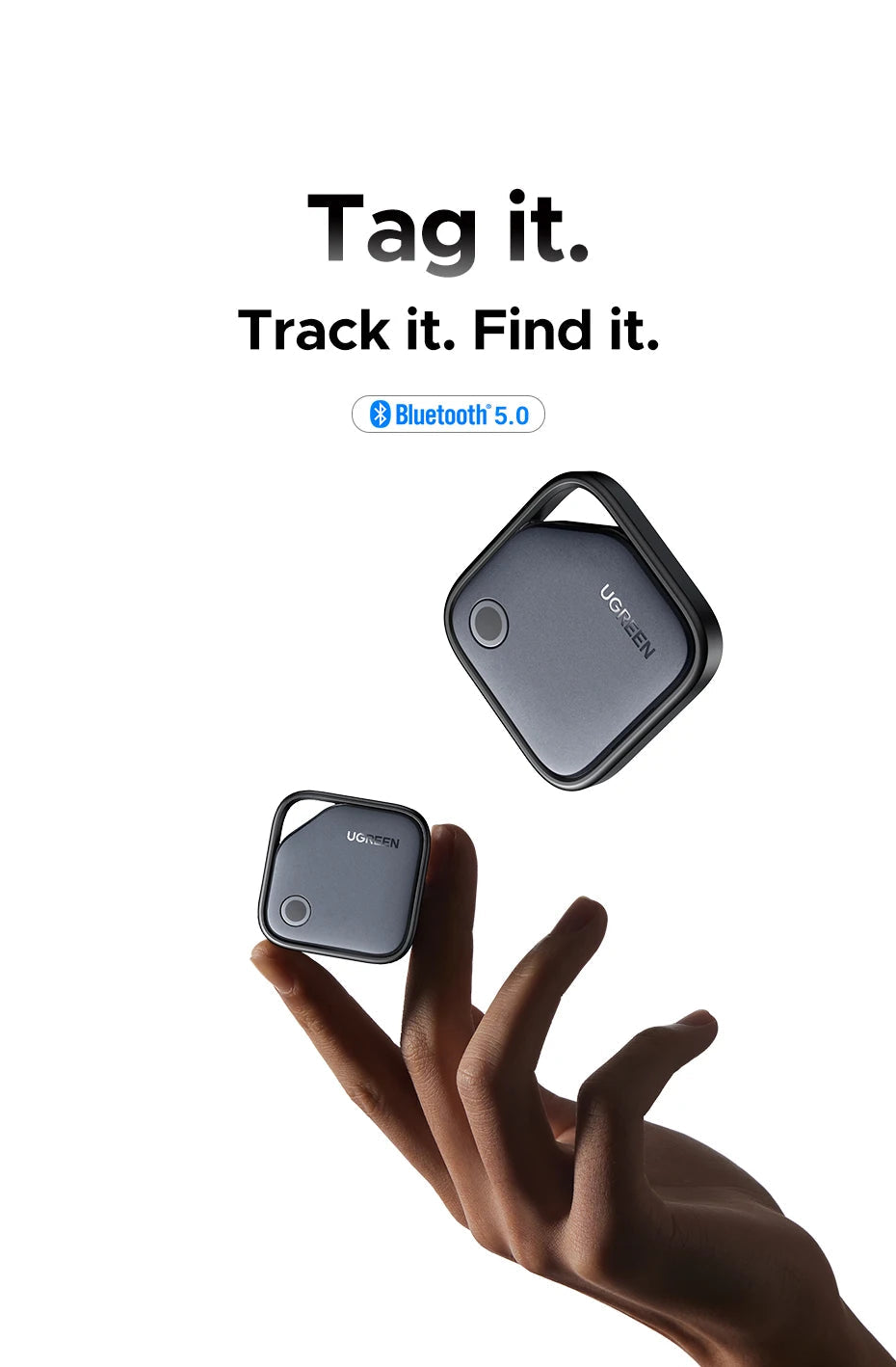 UGREEN Smart Bluetooth Tracker, Keys Finder Item Locator SmartTag Up to 2 Year Battery Phone Finder For Apple Find My (only IOS)