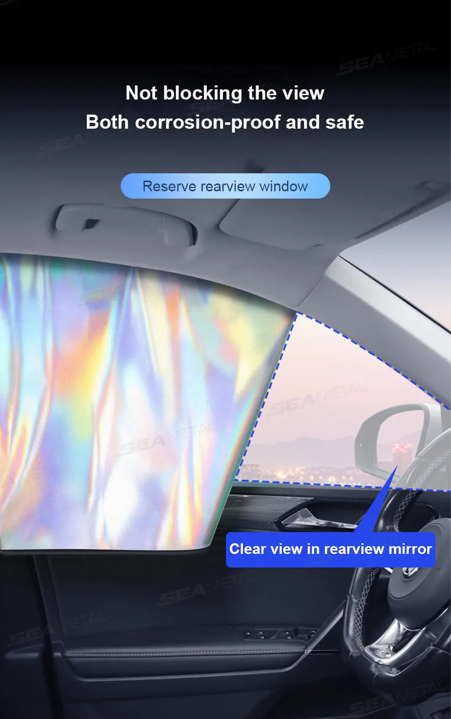 SEAMETAL Magnetic Car Window Sun Shade UV-Blocking Sun Protection Anti-Glare Privacy Curtains for Baby Summer Cooling Sunshade