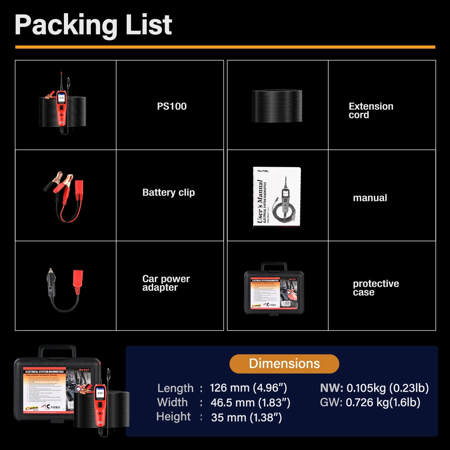 Autel PowerScan PS100 Automotive Circuit Tester and AVOmeter