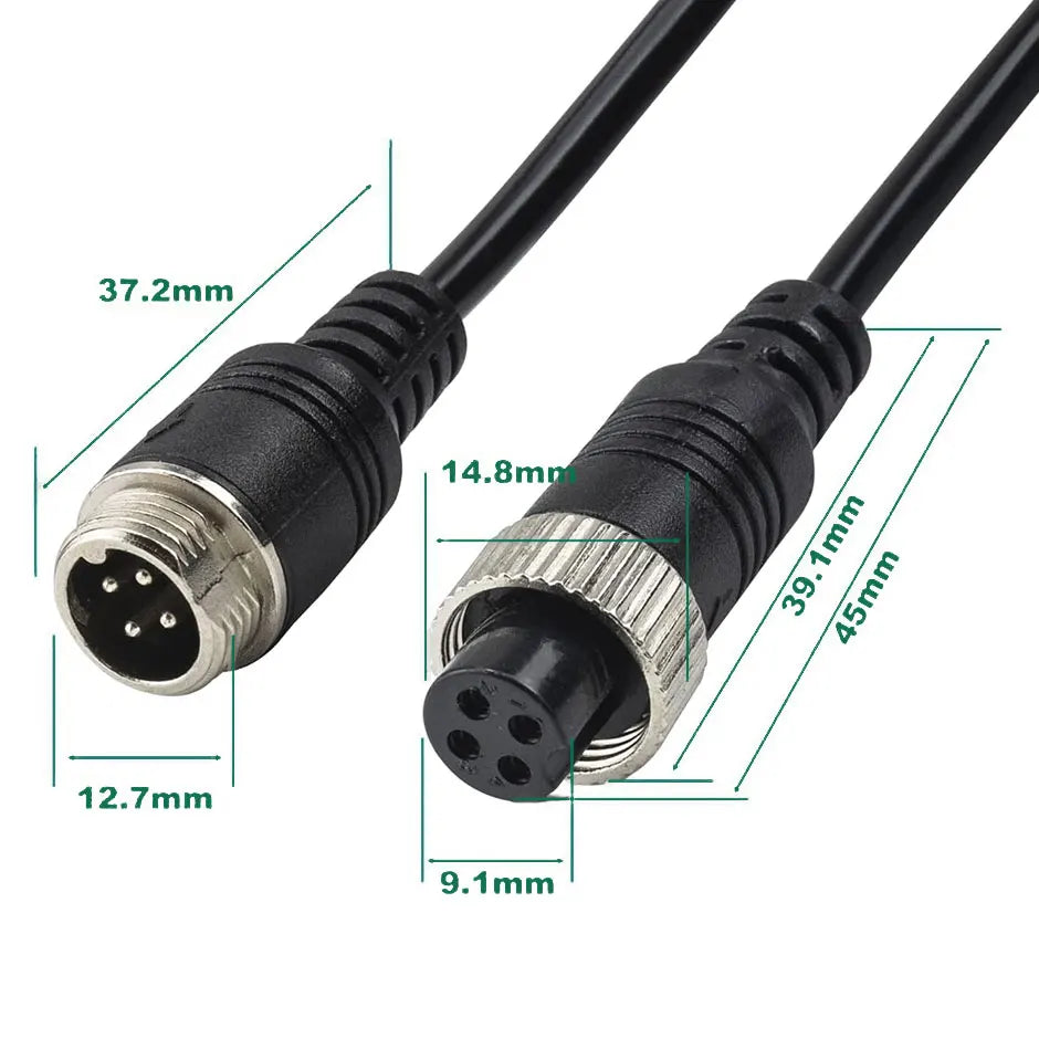 4-Pin Aviation Extension Video Cable for Vehicle Camera Monitor Connection