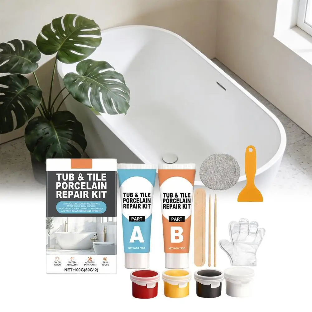 Tile Repair Agent Kit Paste Tile Ceramic Porcelain Repair Marble Floor Toilet Washbasin Crack Damage Break Fracture Caulk Repair