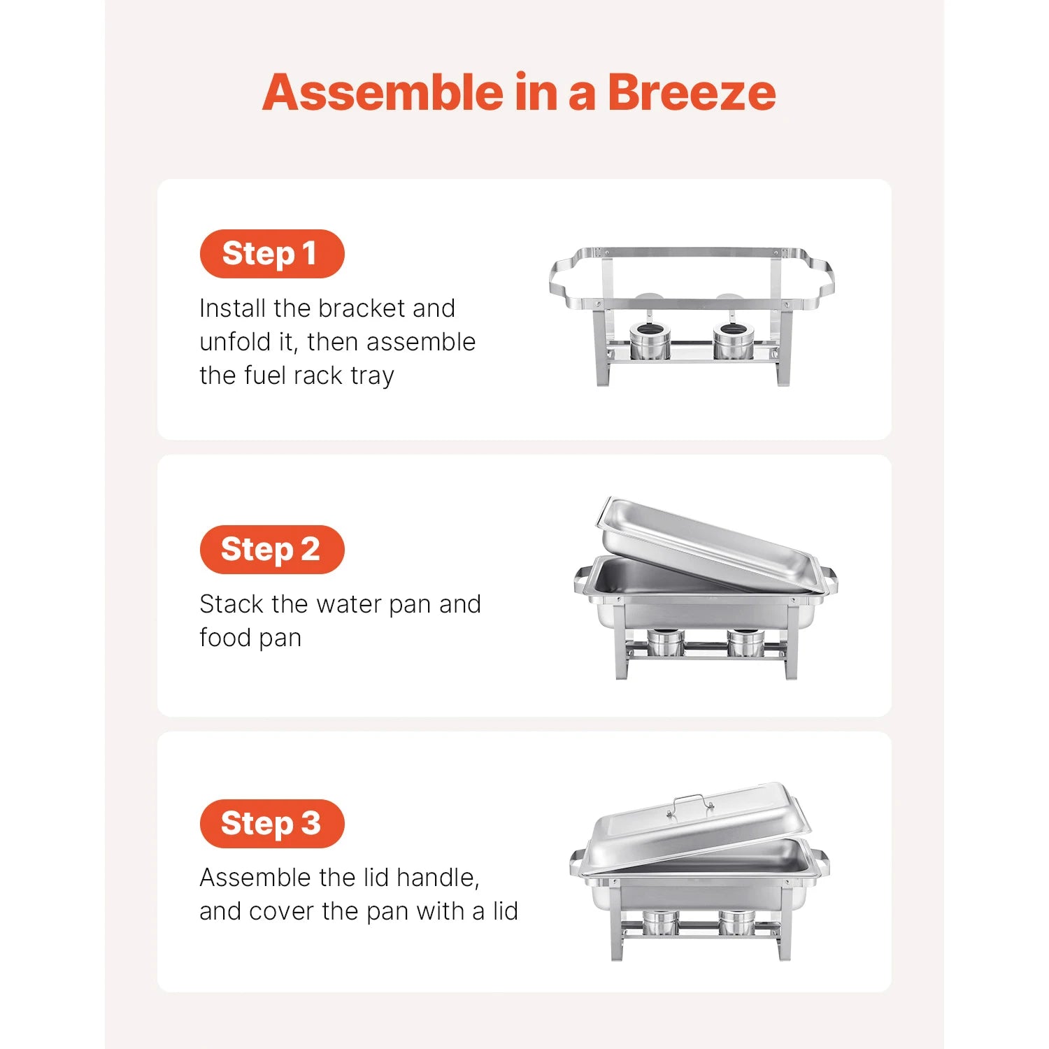 4 Pack Stainless Steel Chafing Dish Set with Full & Half Pans