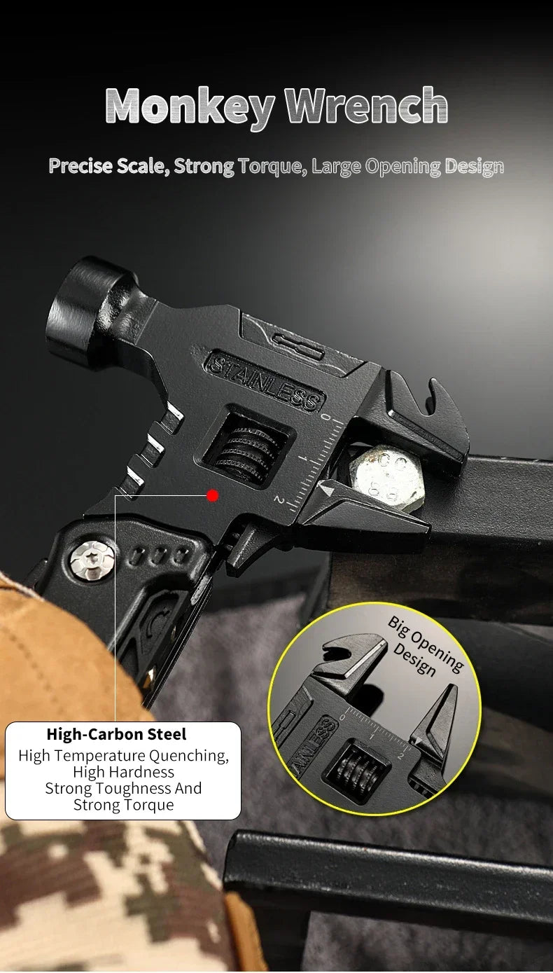 Hammer, Wrench and Pliers Multitool with Sheath