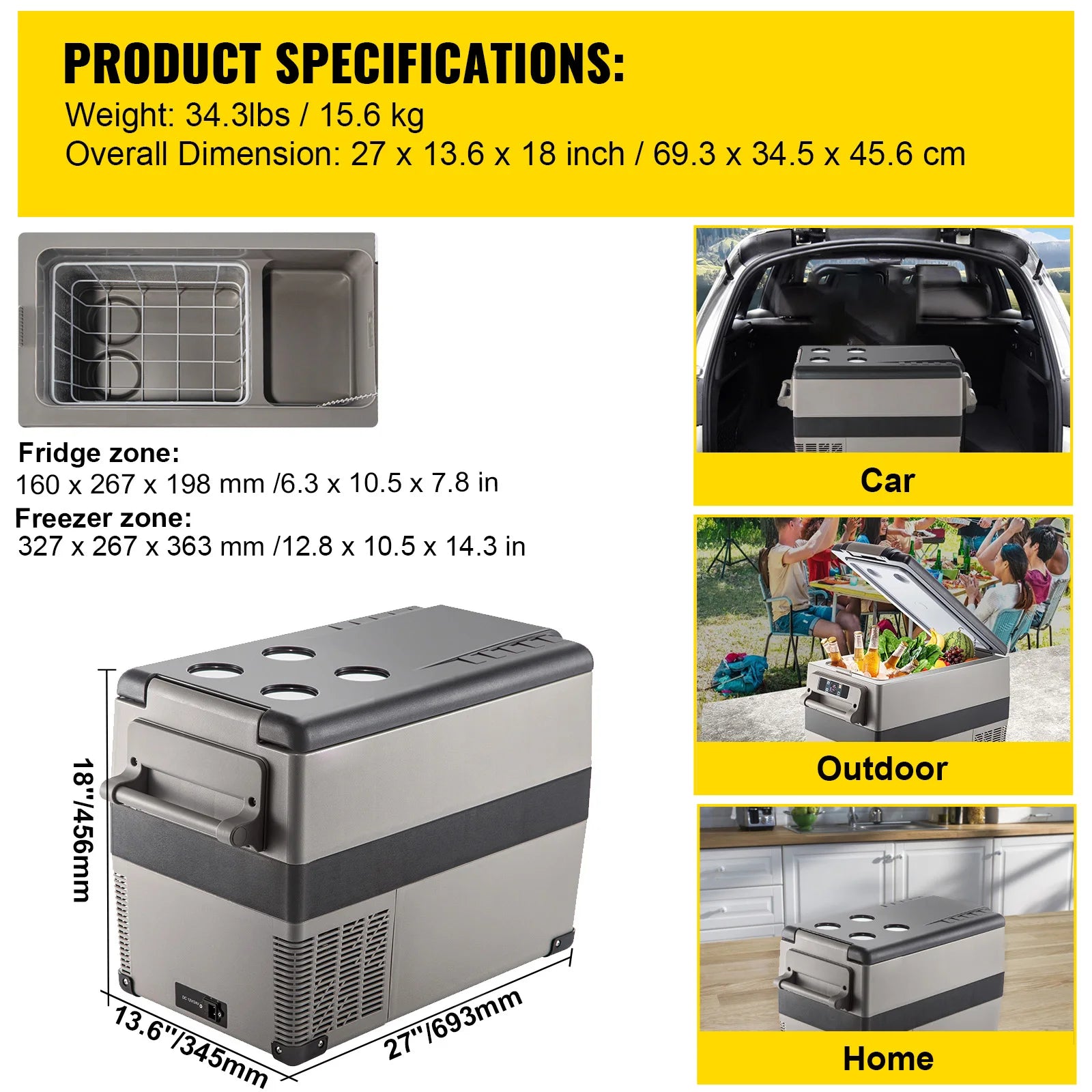 Portable Car Refrigerator Freezer 12V Compressor Cooler 20L–55L