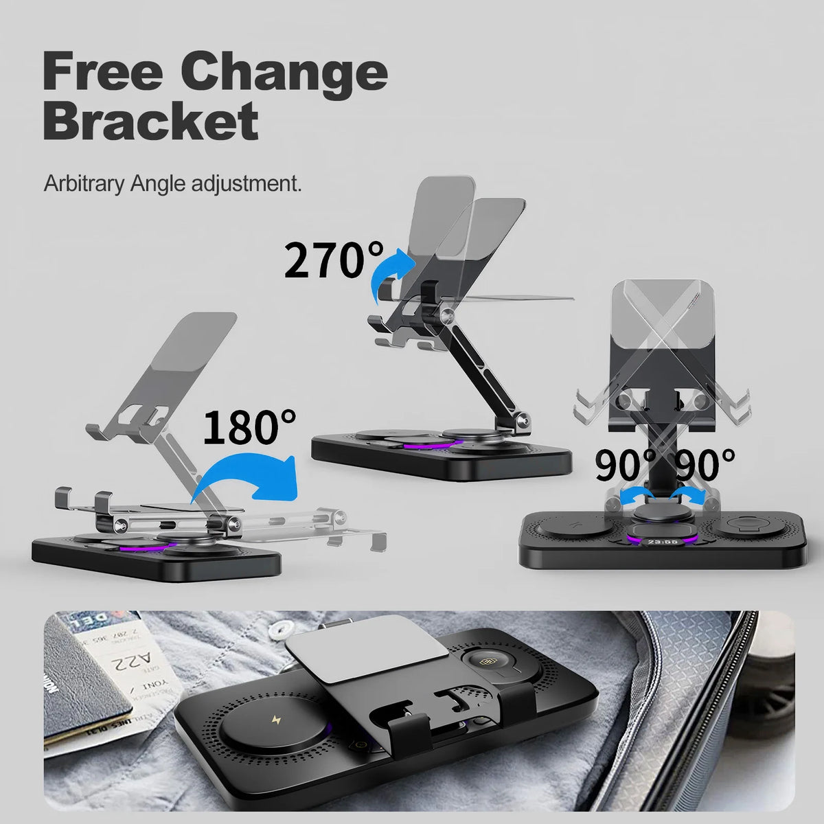 7-in-1 Wireless Charger Stand Pad, 15W Fast Charging