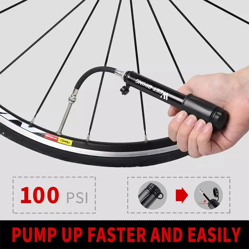 Pompa mică pentru bicicletă WEST BIKING cu suport — 100 PSI