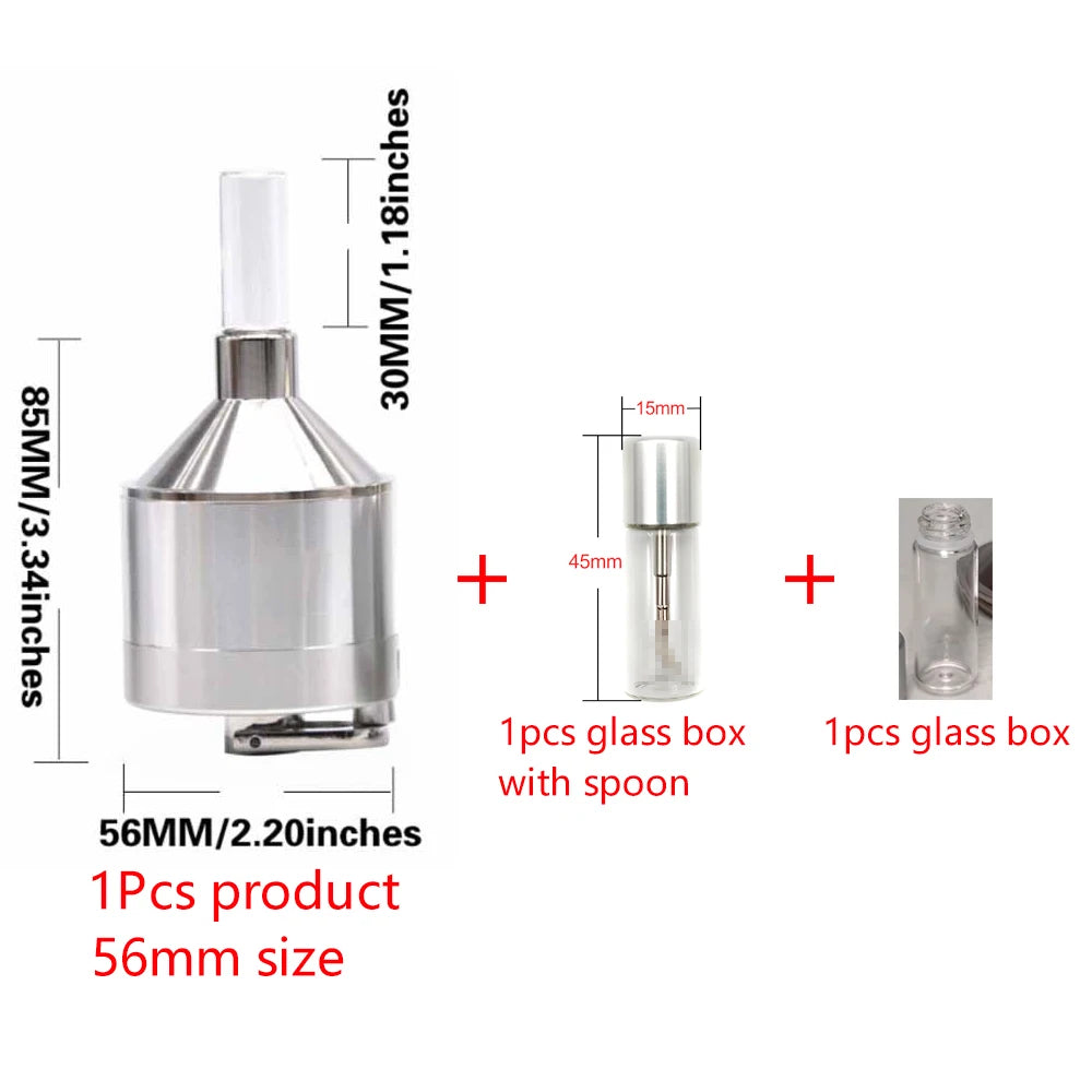 Metal Herb Grinder 44 mm and 56 mm with Spoon and Bottle