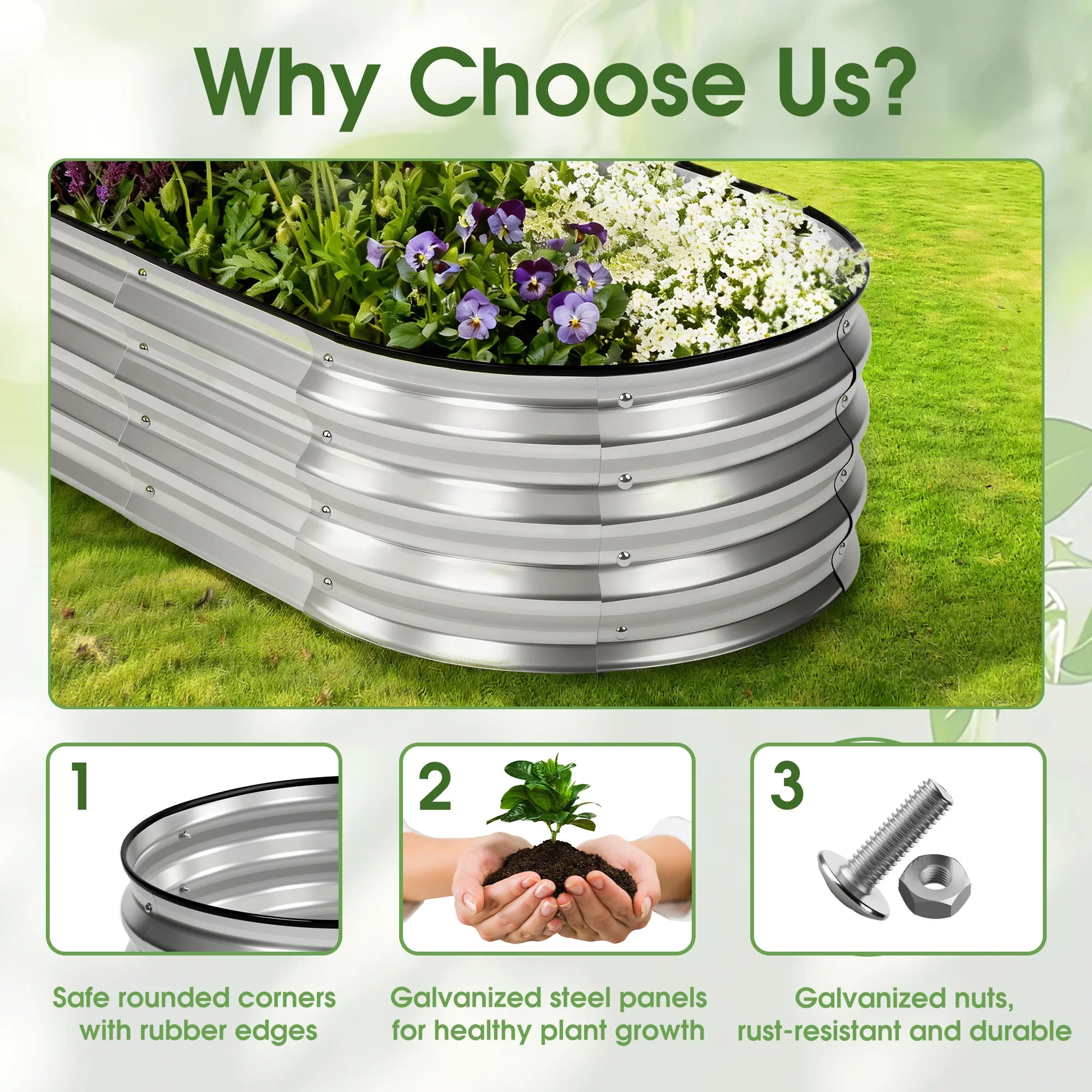 8x4x1 ft Raised Metal Garden Bed with Open Bottom for Plants