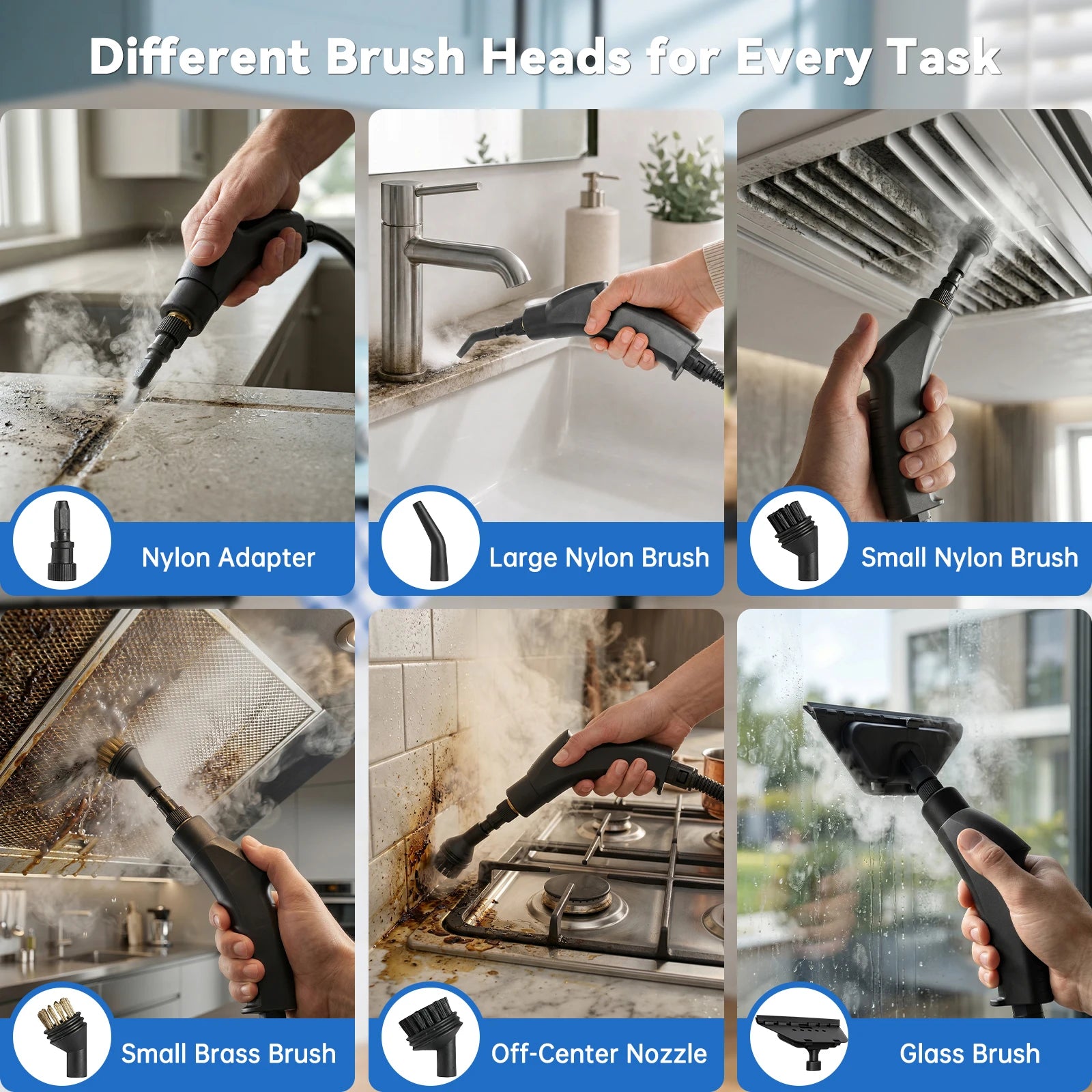 2500W Handheld Steam Cleaner with 1200ml Tank and Accessories