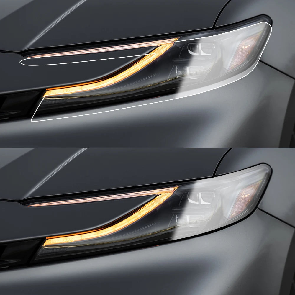 Car Headlight Protective Film For Toyota Camry XV80 XV70 2018-2026 Smoke Black Pre Cut Anti-Scratch High-Gloss Vinyl Wrap Film