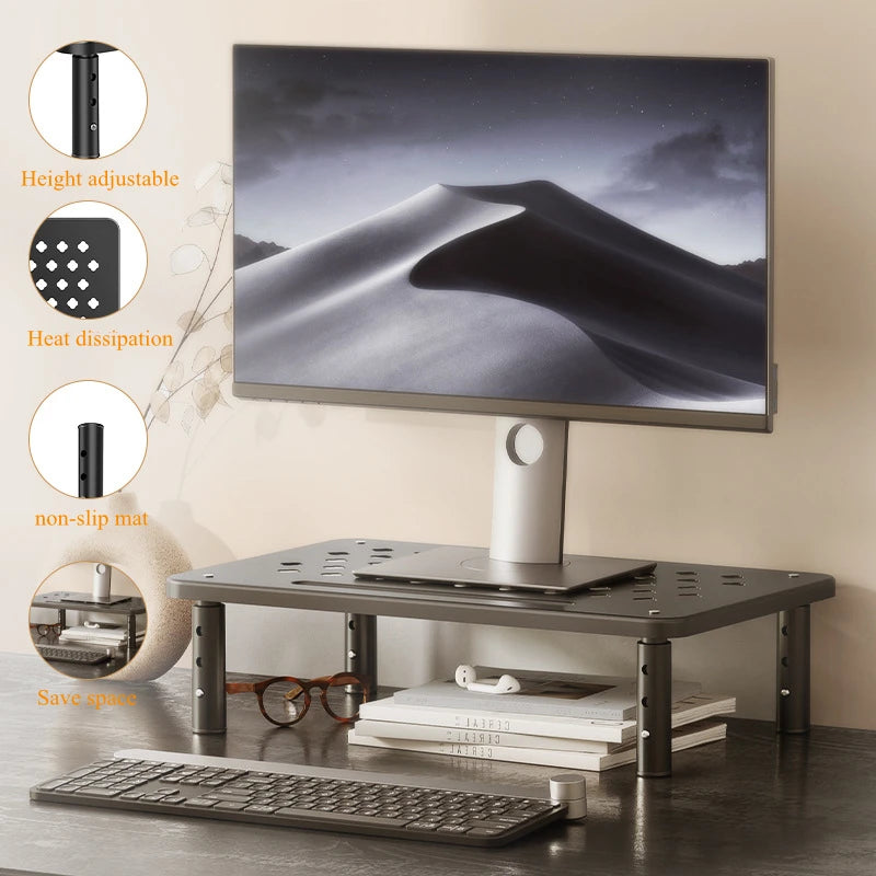Rehausseur de moniteur réglable avec espace de rangement