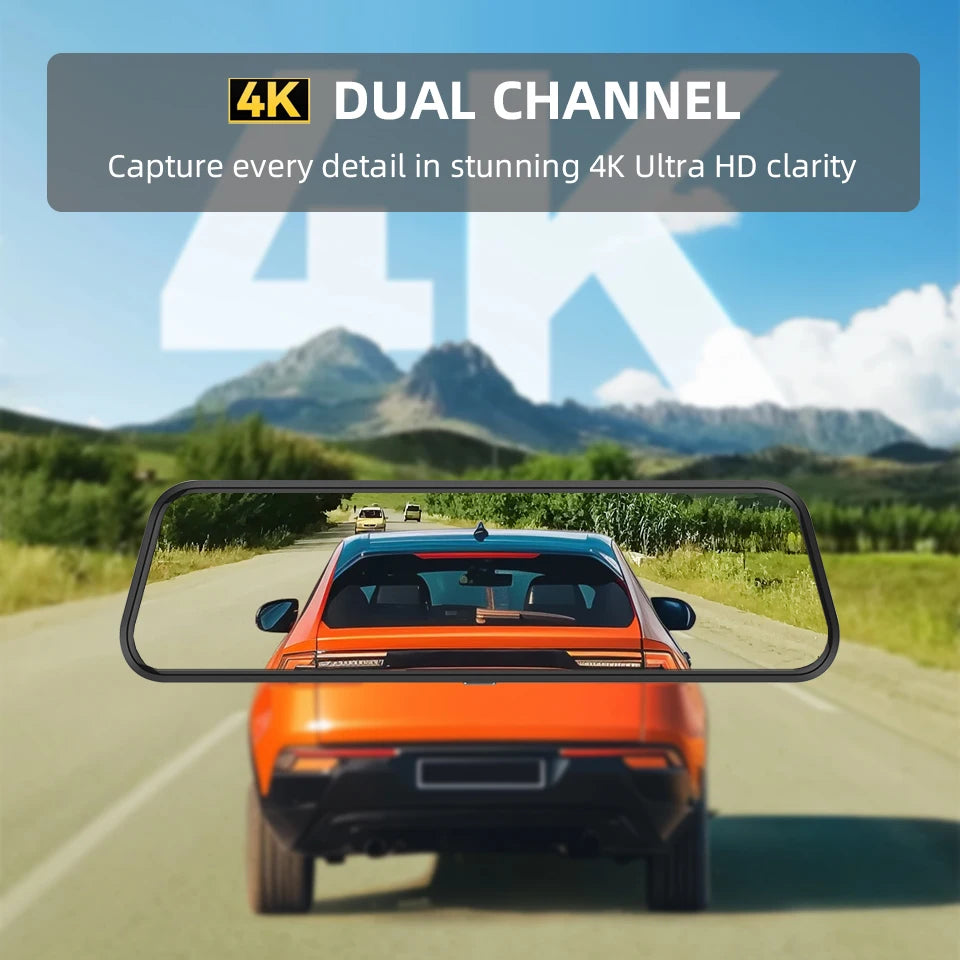 4K Touch Screen Car Dash Cam with Rear Camera