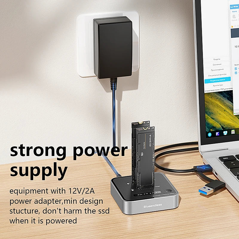 SD08 Dual-Bay M.2 NVMe SSD Dock and Cloner