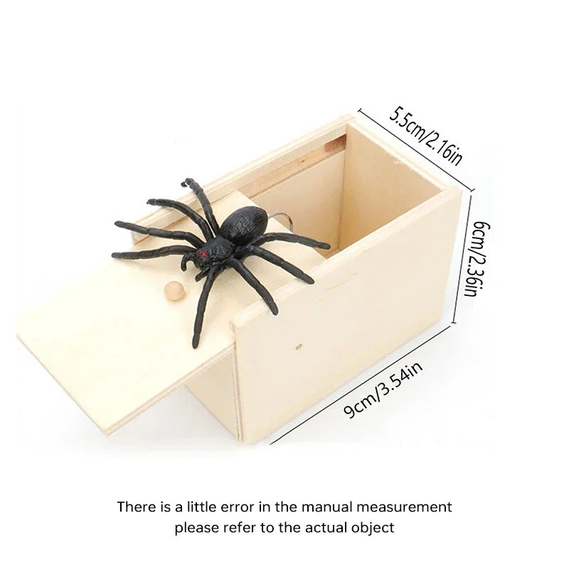 1PCS Trick Spider Funny Scare Box Wooden Hidden Box Quality Prank Wooden Scare Box Fun Game Prank Trick Friend Office Toys