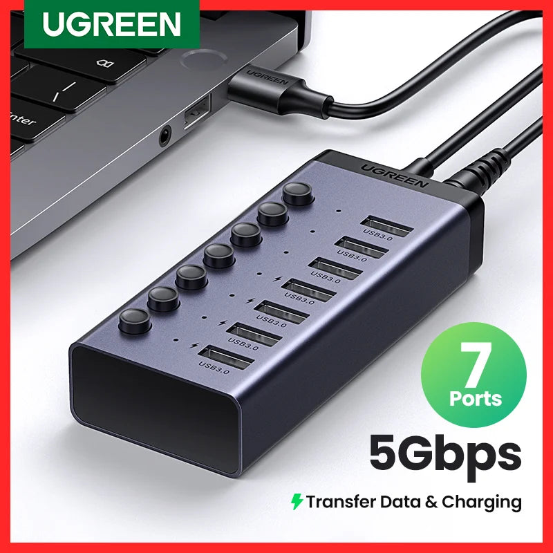 Seven-Port USB 3.0 Hub with Individual Switches