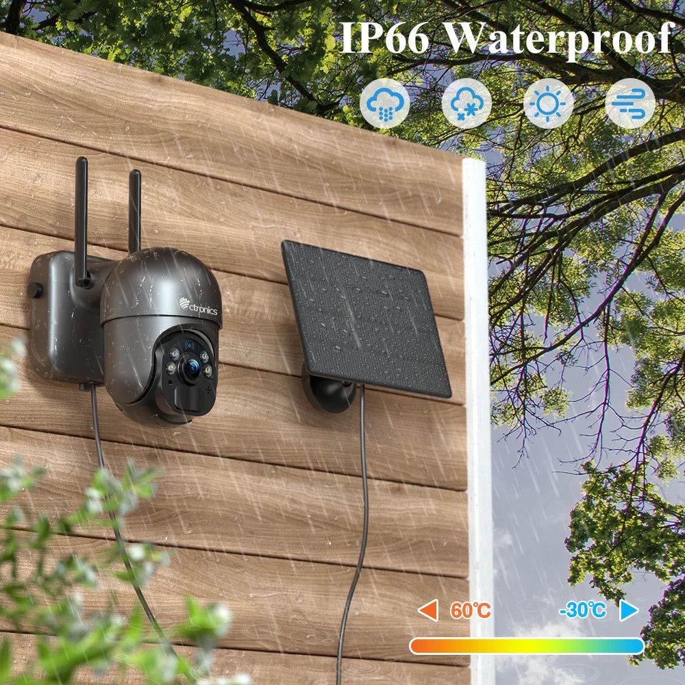 Wireless Solar Outdoor Security Camera 4MP PTZ