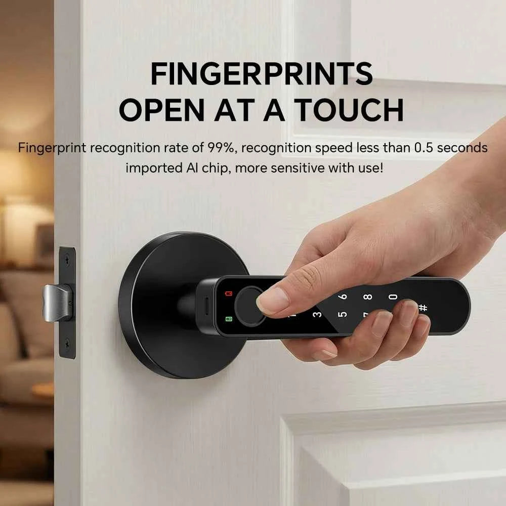 Smart Door Lock Fingerprint App Password Card Key Unlock