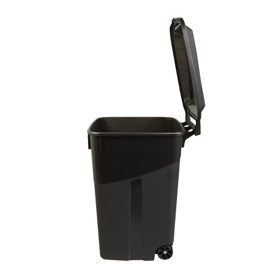 2 Pack 45 Gallon Wheeled Garbage Cans with Attached Lid