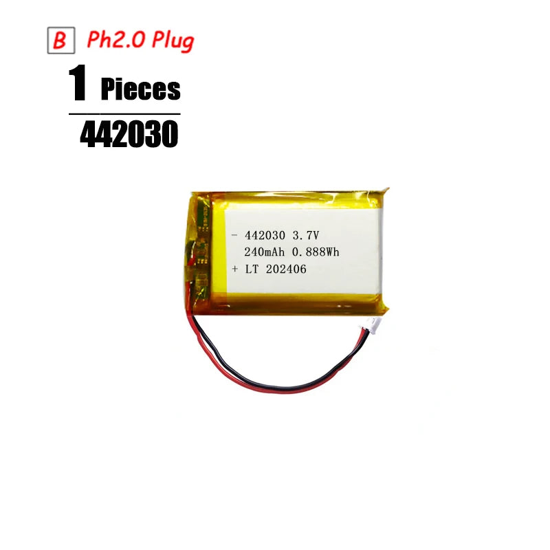 3.7V Lipo Battery Ph2.0 Plug Rechargeable Lithium Battery 3.7V For PS4 Humidifiers GPS Navigation Bluetooth Speaker MP3 MP4