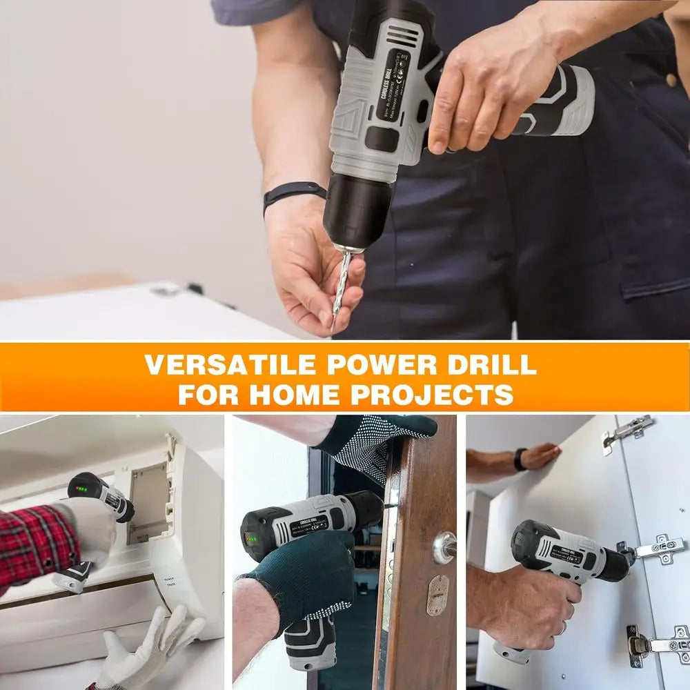 180-Piece Tool Kit with 8V Cordless Drill for Home Repairs