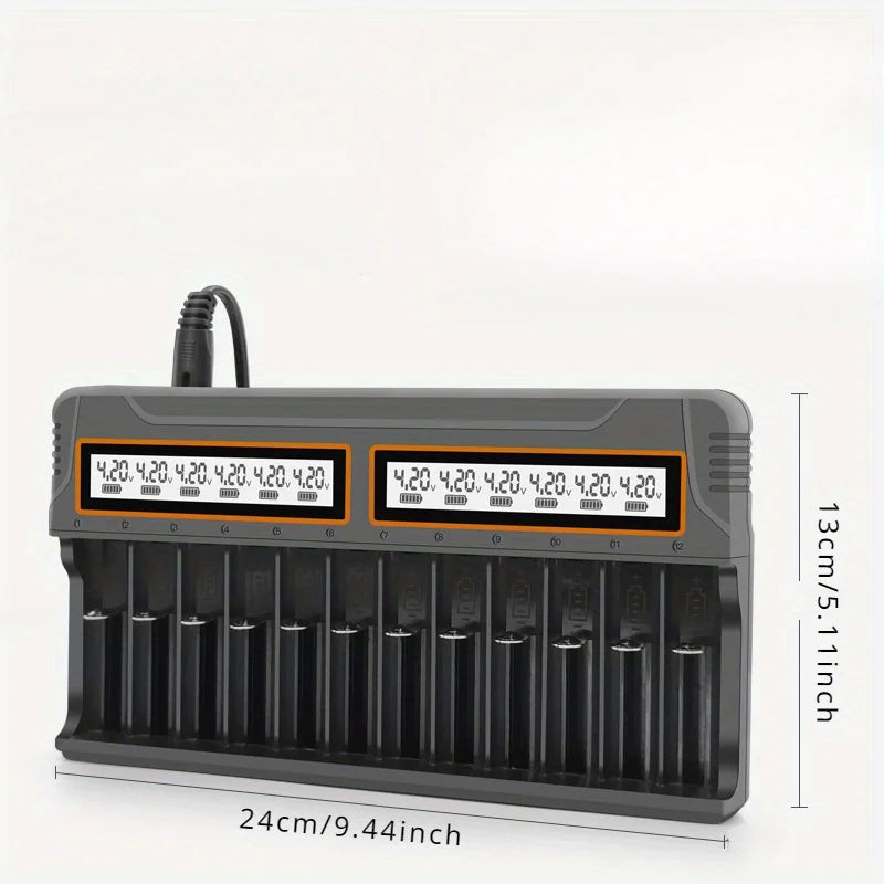 Universele batterijoplader met LCD voor 18650 AA AAA 12 sleuven