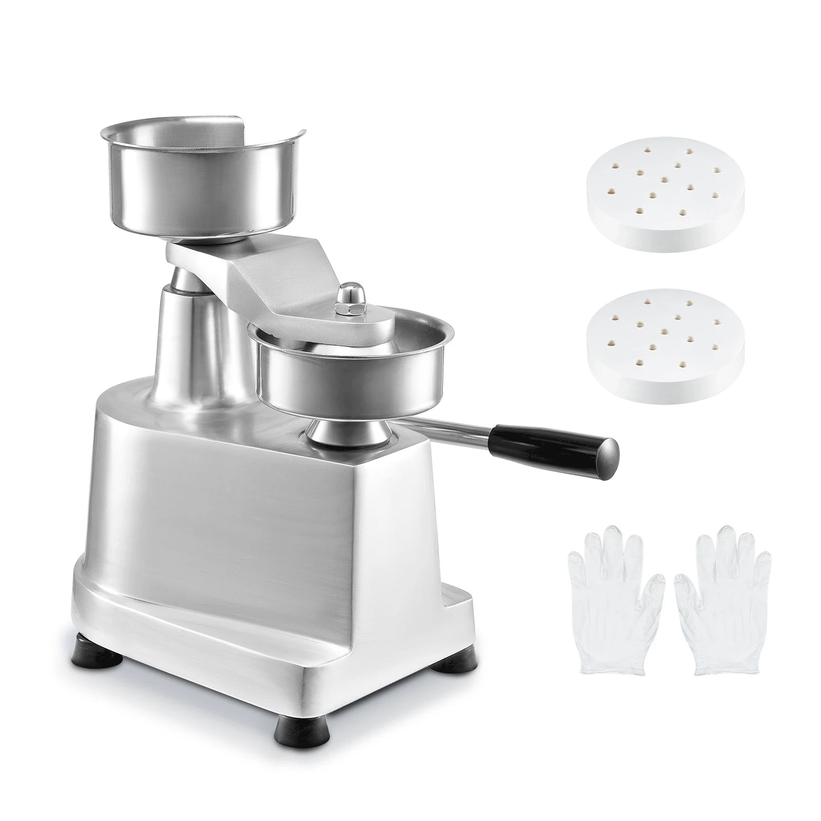SucceBuy Commercial Burger Patty Maker 100mm/4in Hamburger Beef Patty Maker Food-Grade Stainless Steel Bowl Burger Press Machine