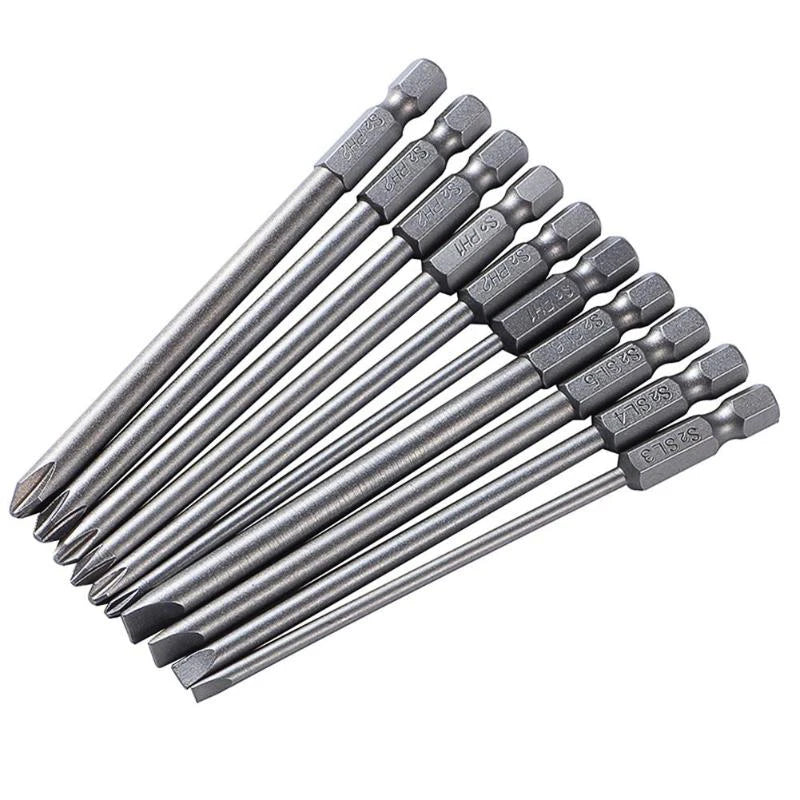Ten-Piece 100mm Magnetic Slotted and Phillips Bit Set