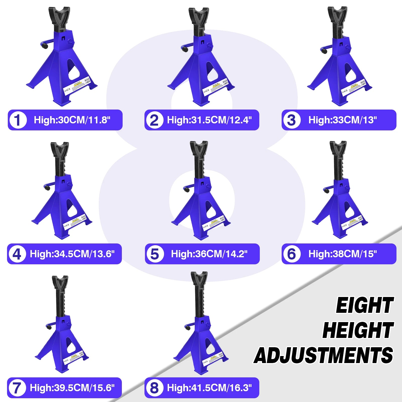 Paire de chandelles DayPlus robustes de 3 tonnes pour voitures et fourgonnettes