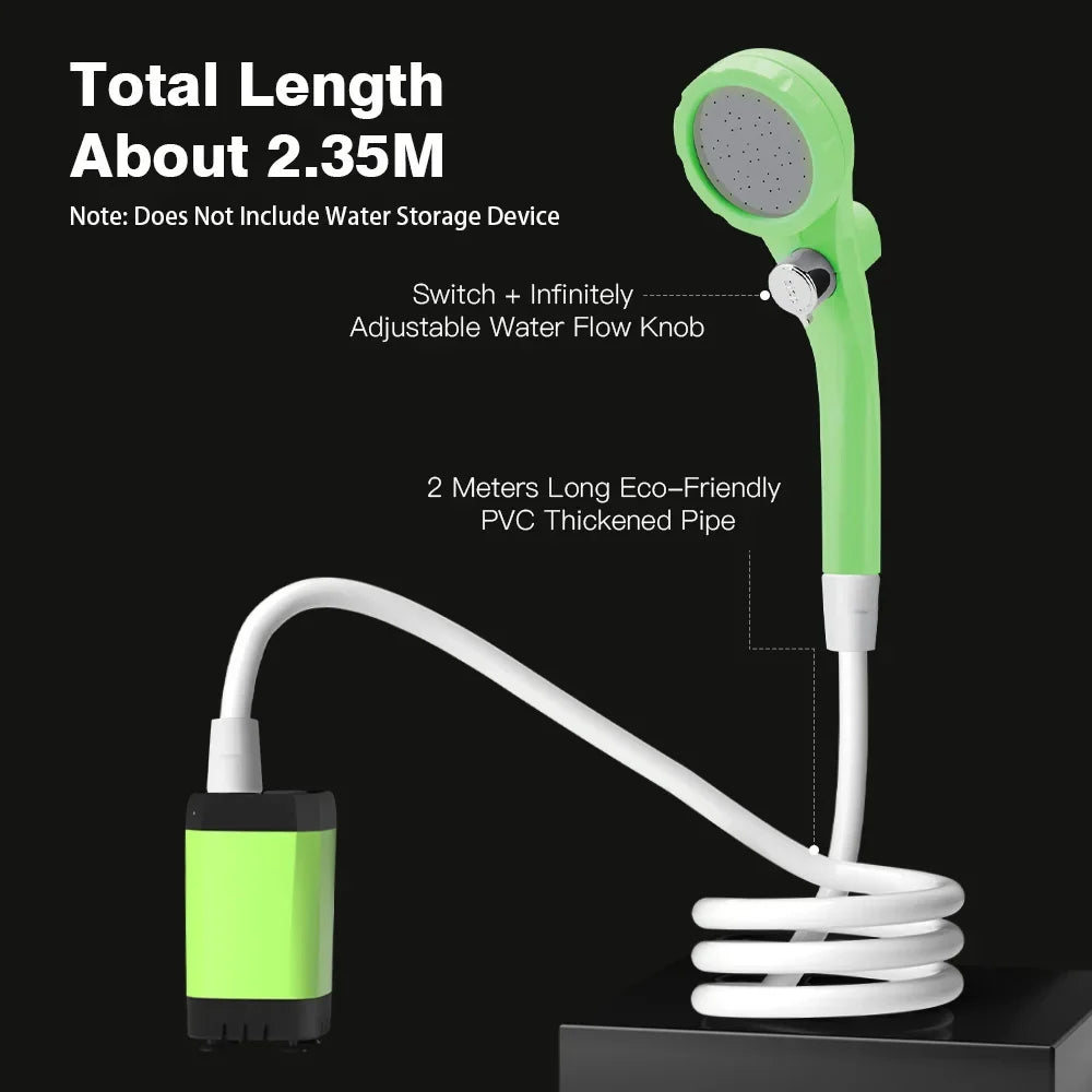 Portable Camping Shower Pump Kit with Digital Display and 6000mAh Battery