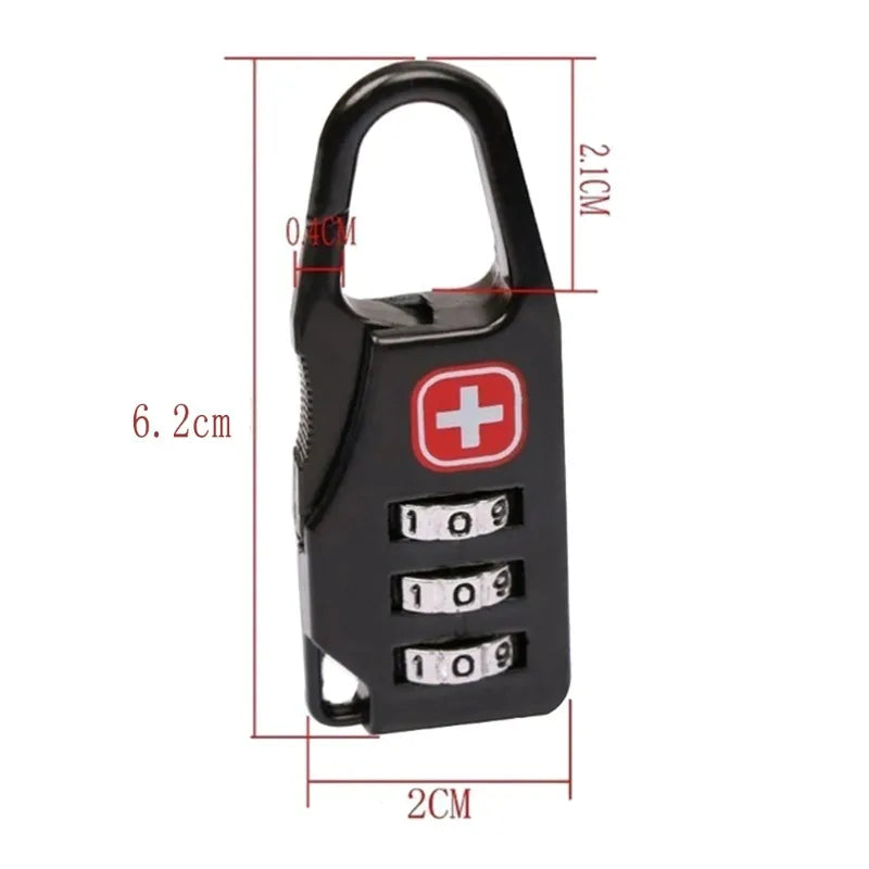 Pack de 2 mini cadeados de combinação com três dígitos