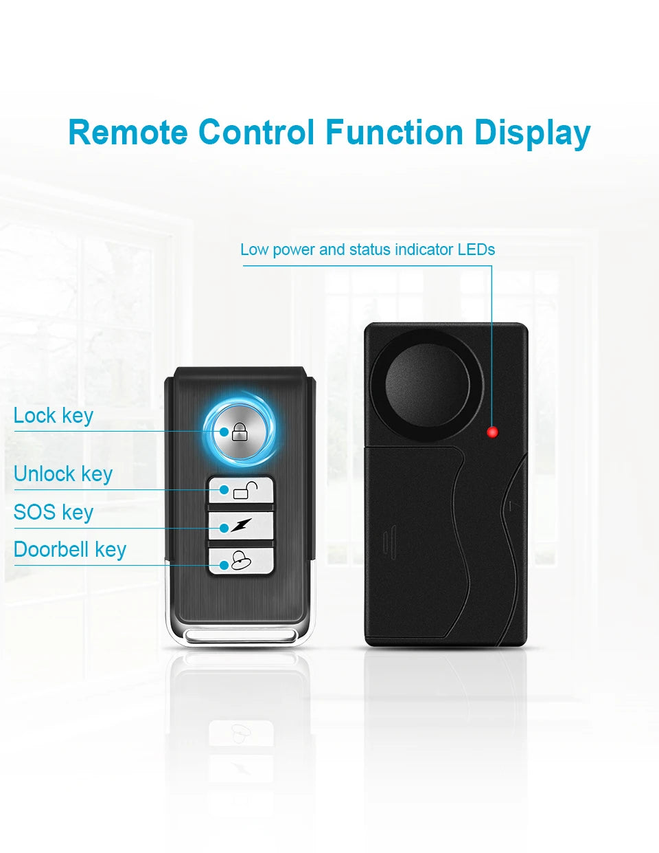 Awapow Wireless Vibration Bike Alarm With Remote Control Anti-Theft Door And Window Alarm 110dB Loud Home Bicycle Security