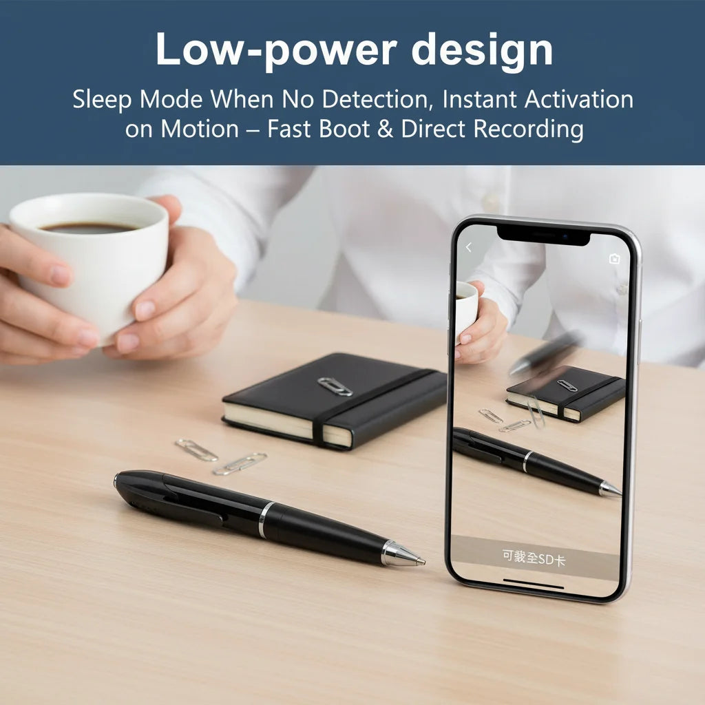 1080P HD Μίνι Κάμερα Στυλό, 300mAh Επαναφορτιζόμενη, Φορητή Βιντεοκάμερα, Ασύρματη WiFi Σύνδεση, Έξυπνη Ανίχνευση Κίνησης, Πραγματική Χρονική Απομακρυσμένη Προβολή, Πολυλειτουργικός Εγγραφέας για Σπίτι, Γραφείο, Συνάντηση, Μελέτη, Καθημερινή Εγγραφή