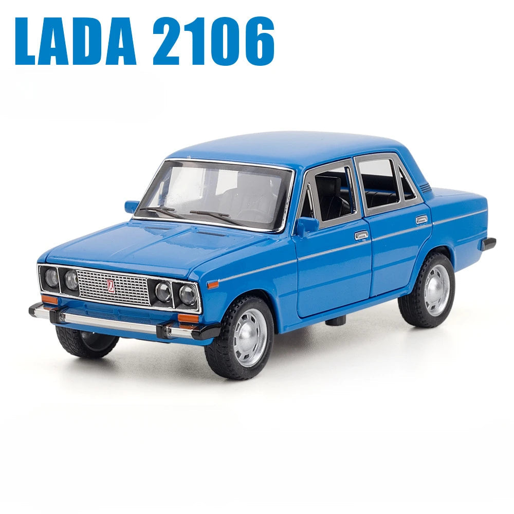 1/24 LADA 2106 Alloy Scale Car Model Diecast Vehicles Car Toys with Sound and Light Toys Collection for Boys Birthday Gift Kids