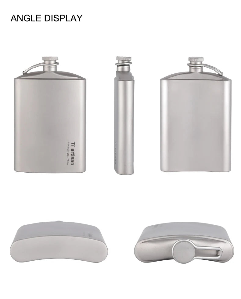 Portable Pure Titanium Hip Flask with Funnel, 200ml/260ml