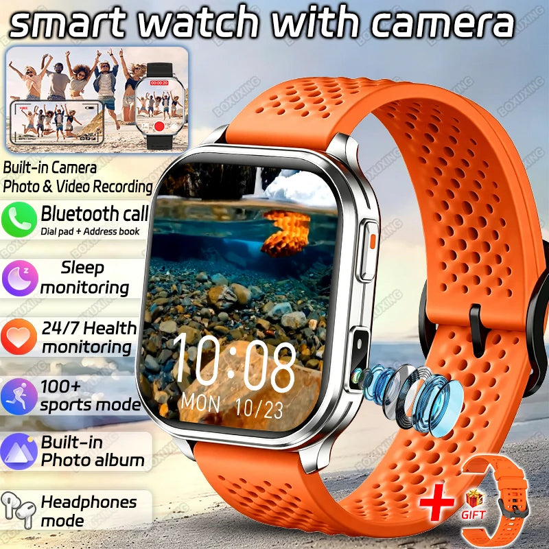 2026 Νew Smart Watch With Camera Men Women Photos Record Video Health Sports Fitness IP68 Waterproof Call Recording Smartwatches