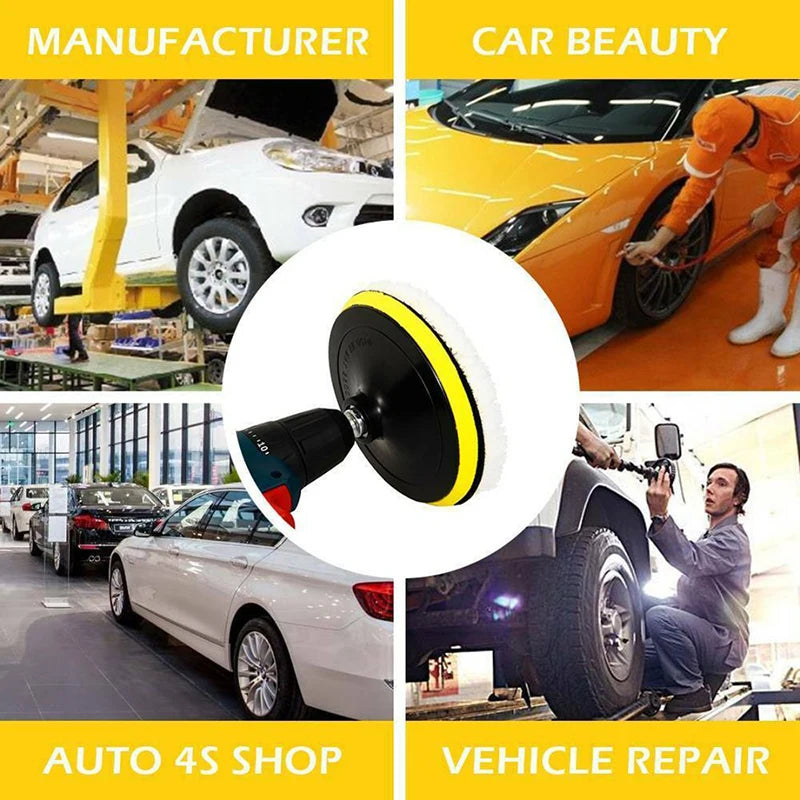 5Pcs Wool Car Polishing Pad Set For Polisher Machine Waxing Polishing Buffing Auto Paint Care Polisher Pads 3/4/5/6/7 Inch