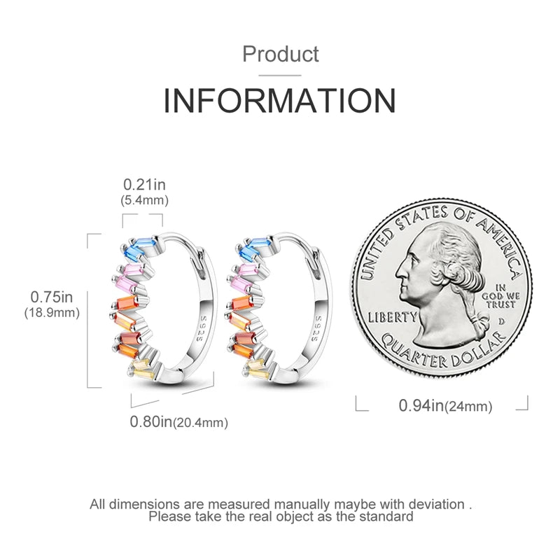 925 Sterling Silver Colored Zirconium Stars Hoop Earrings For Women Jewelry Anniversary WeddingMaking Jewelry Gift