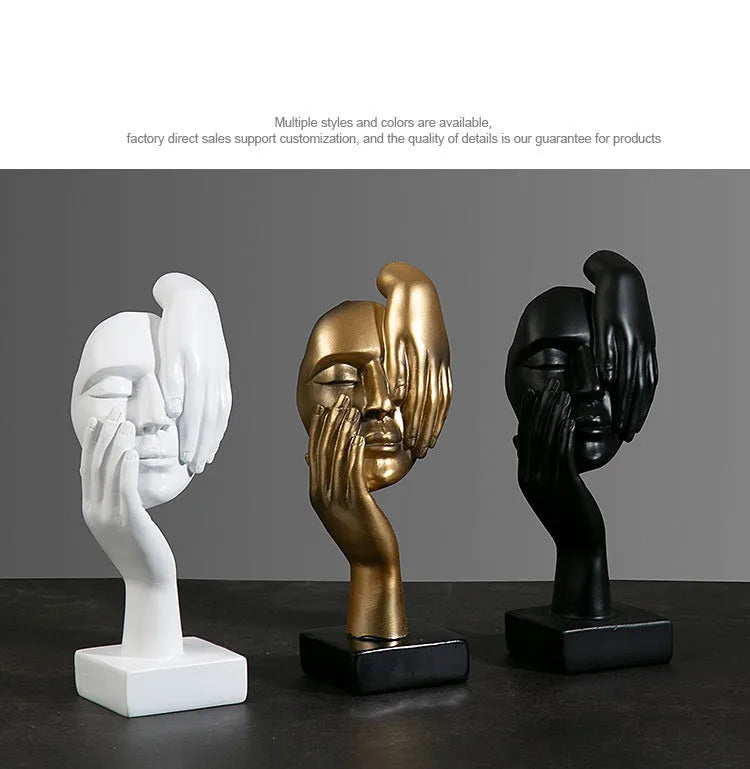 Resin Abstract Mask Statues European Miniature Figurines for Interior Home Office Study Desktop Figure Ornament Decor Gift