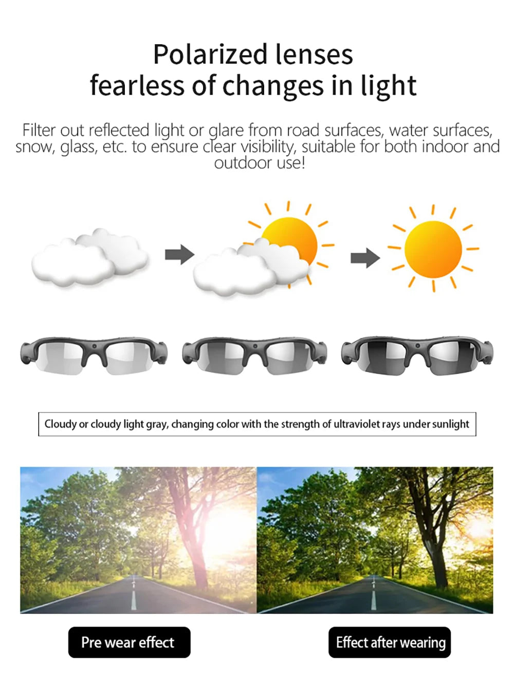 HD 1080P Glasses WIFI Camera Outdoor Bicycle Motorcycle Security Protection Sunglasses Video Camera Polarized Lens Sports Cam