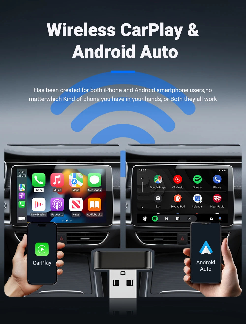 XUDA New Wireless Android Auto Adapter Smart Mini Box Plug And Play Universal For VW Toyota Nissan Honda Ford Benz 2025