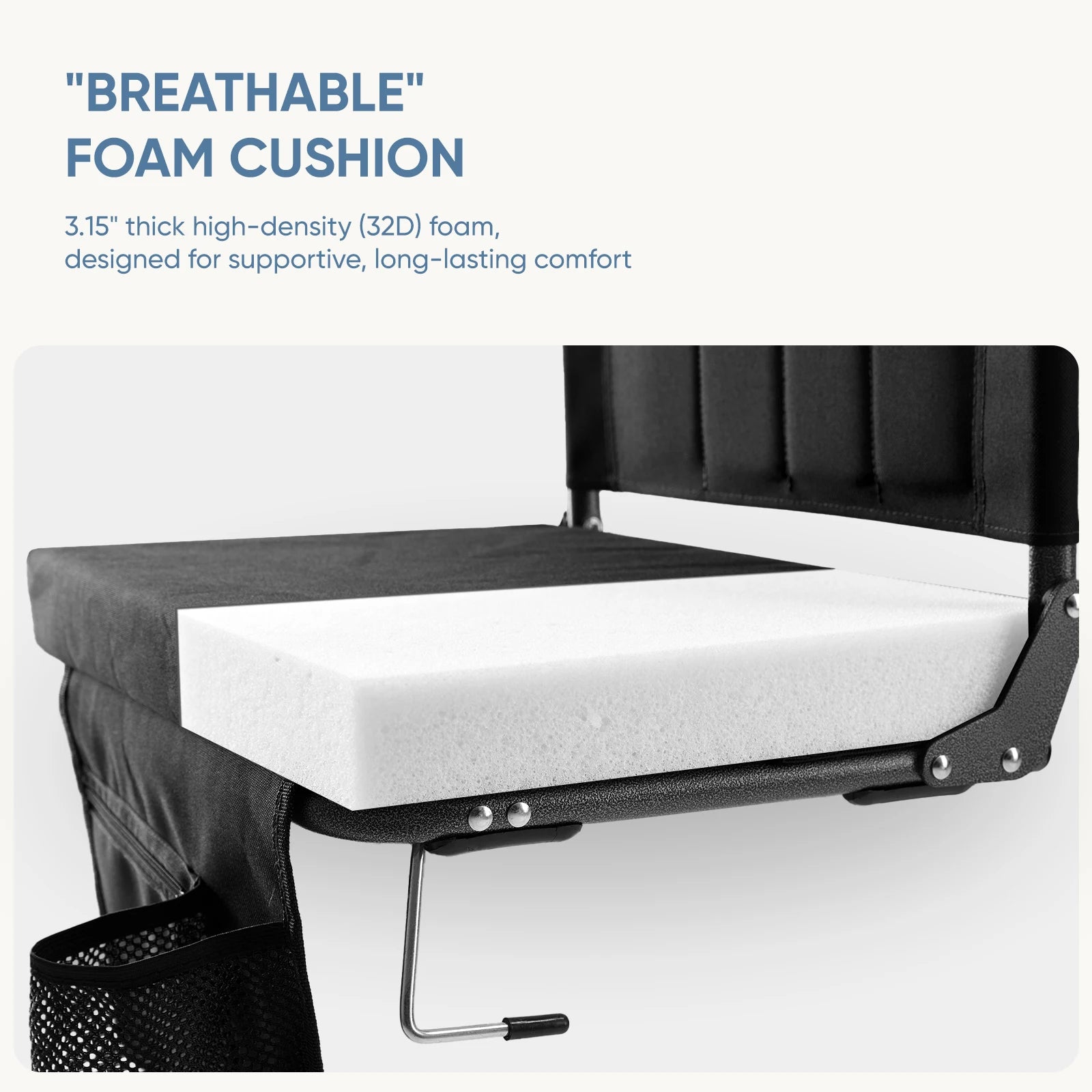 Foldable Stadium Seat with Back Support & Thick Padded Cushion