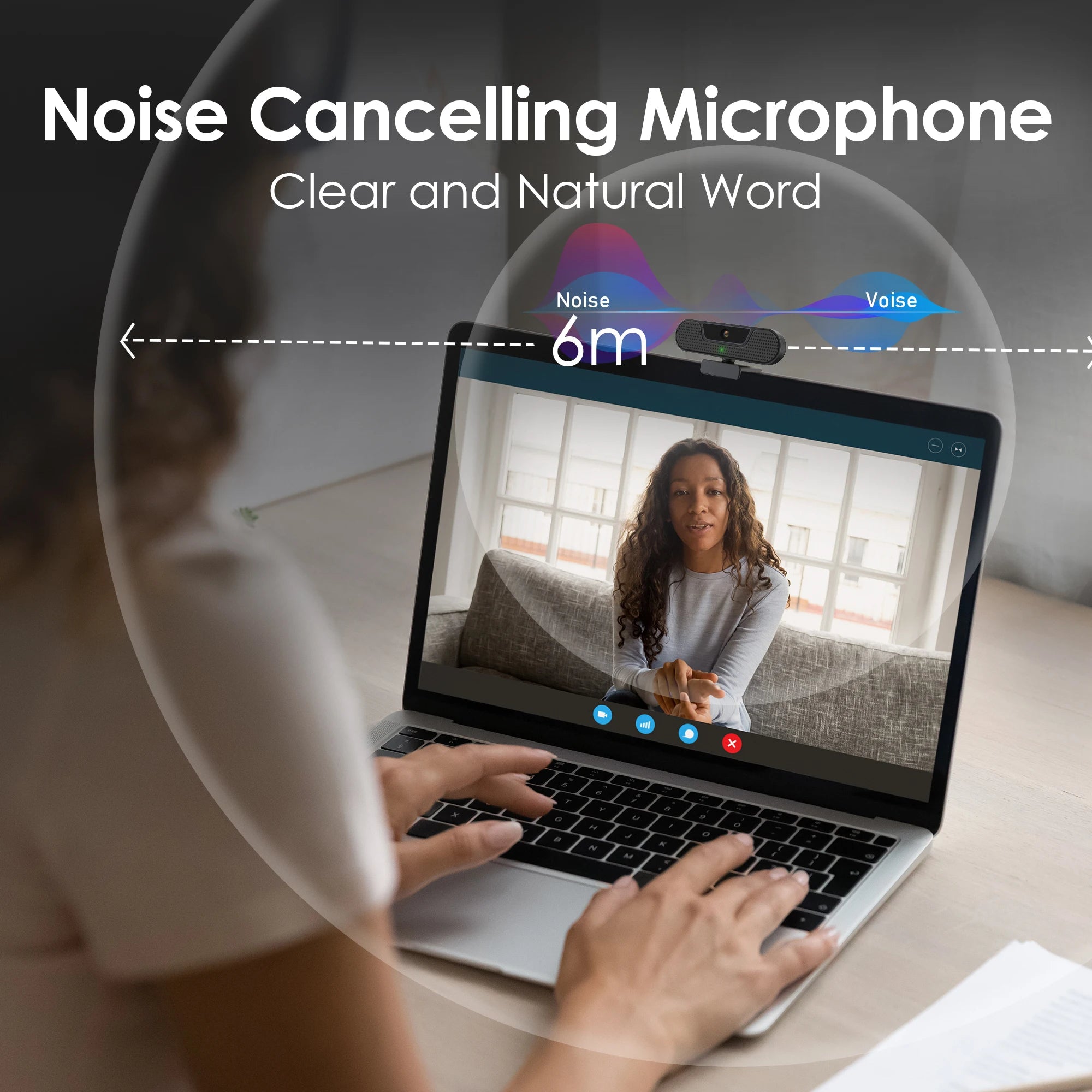 VIZOLINK 4K UHD webkamera 8MP webkamera 4 zajszűrő mikrofonnal automatikus fókusz USB webkamera PC-hez Zoom Teams Google Meet streaminghez