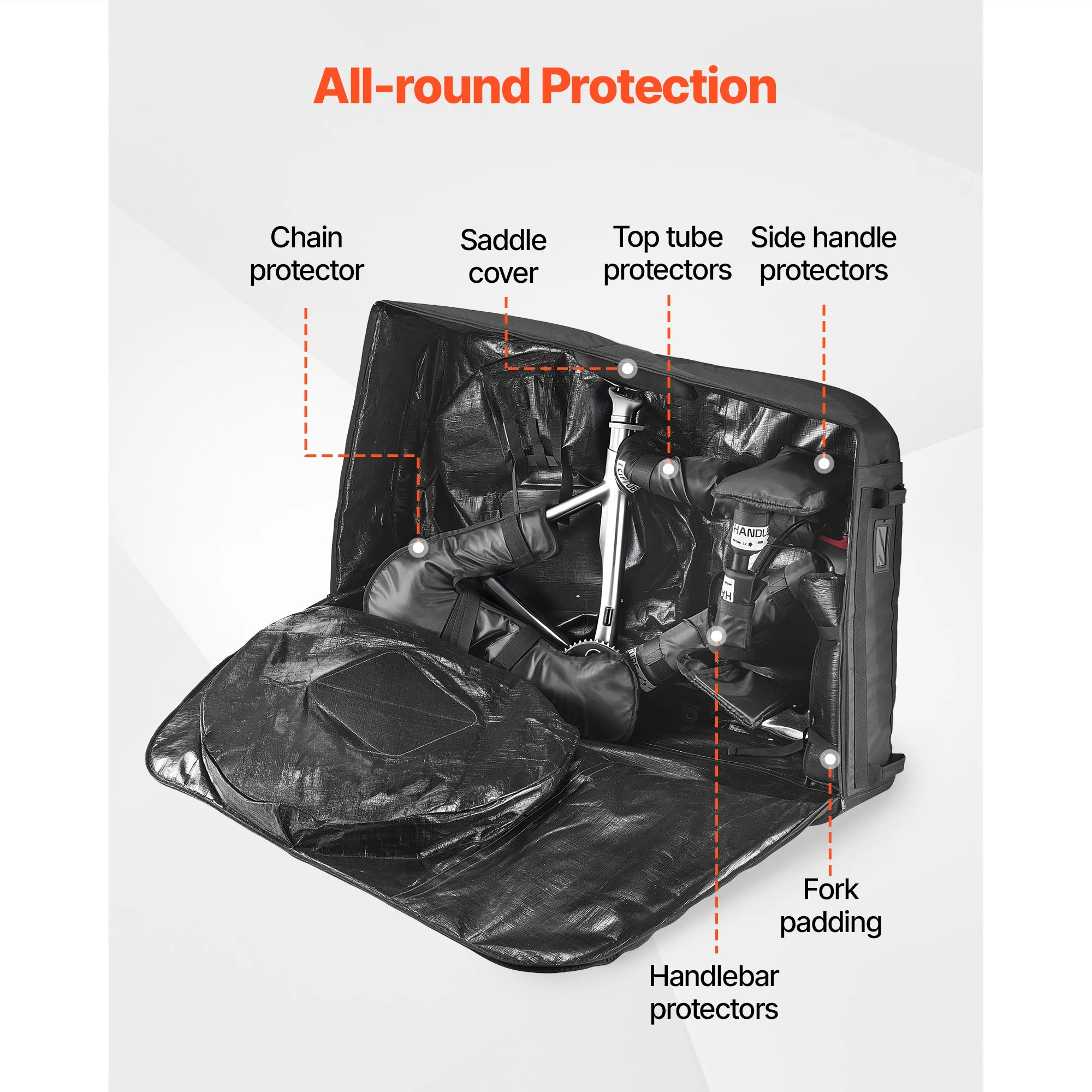 SucceBuy Bike Travel Bag Transport Universal Bicycle Storage Case Bag with Fork Mount Stabilisation fit Max. Wheelbase 51in
